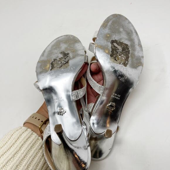 Nina New York Womens 6.5 Silver Canton Strappy Sling Back Open Toe Heels Evening - Picture 9 of 13